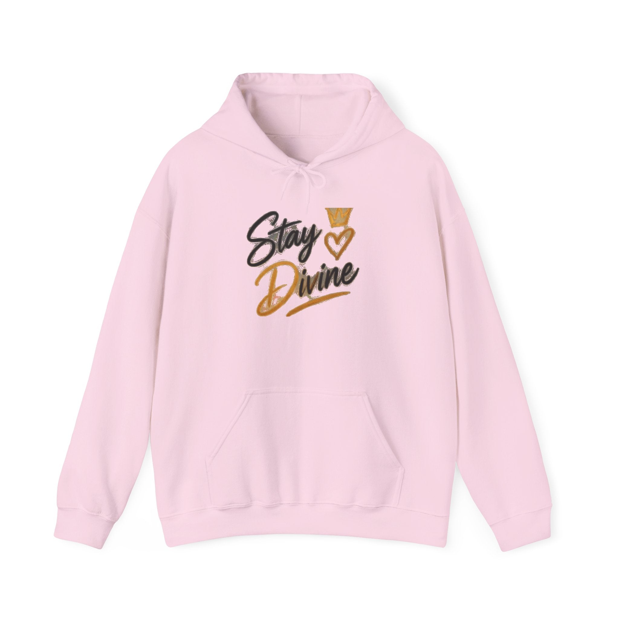 Stay Divine Hoodie - Inspirational 'Stay Divine' Graphic Pullover with Crown & Heart