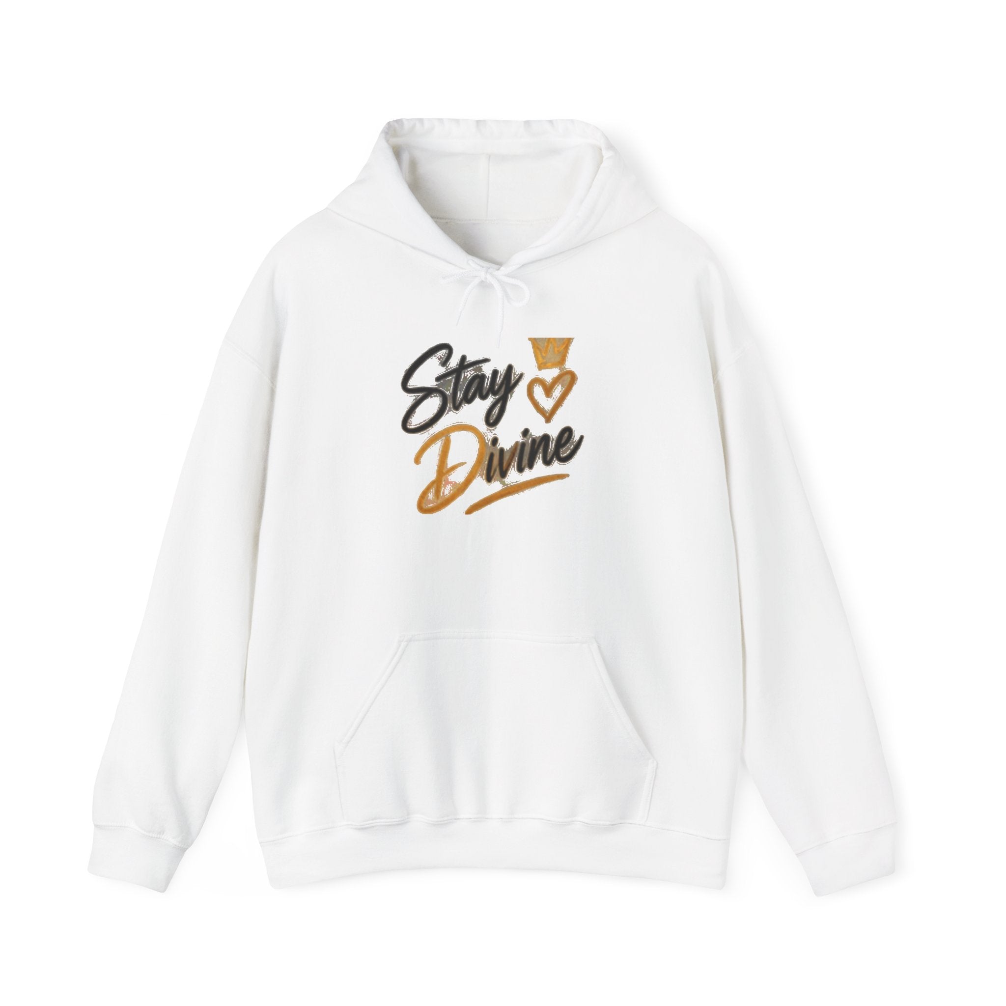 Stay Divine Hoodie - Inspirational 'Stay Divine' Graphic Pullover with Crown & Heart