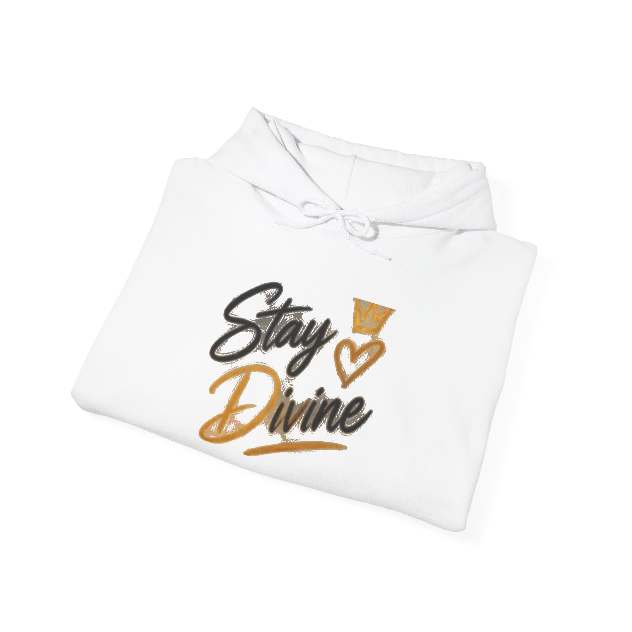 Stay Divine Hoodie - Inspirational 'Stay Divine' Graphic Pullover with Crown & Heart